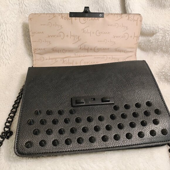 Foley & Corinna NWT Black Skyline Bandit Studded Crossbody Purse - Picture 7 of 15